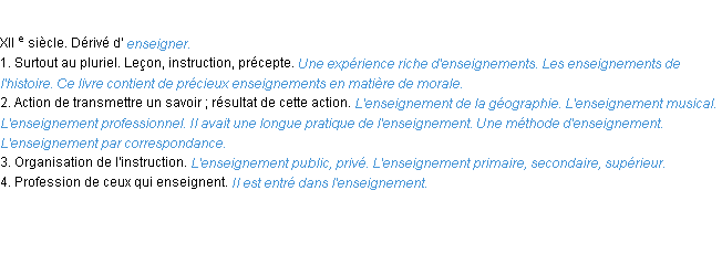 Définition enseignement ACAD 1986