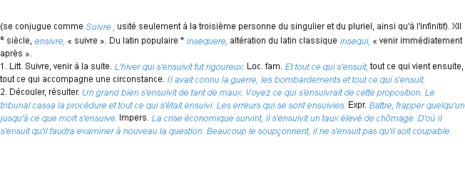 Définition ensuivre (s') ACAD 1986