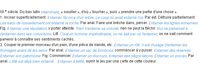 Définition entamer ACAD 1986