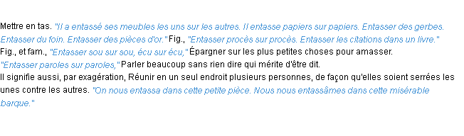 Définition entasser ACAD 1932