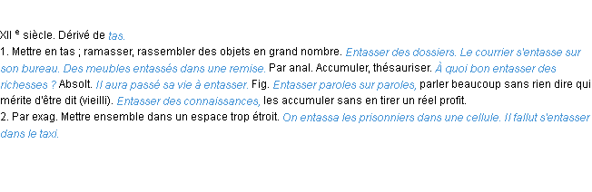 Définition entasser ACAD 1986