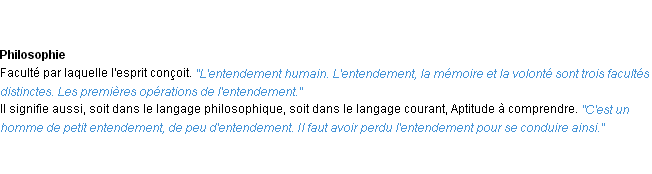 Définition entendement ACAD 1932