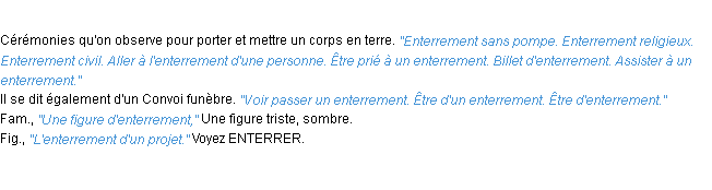 Définition enterrement ACAD 1932