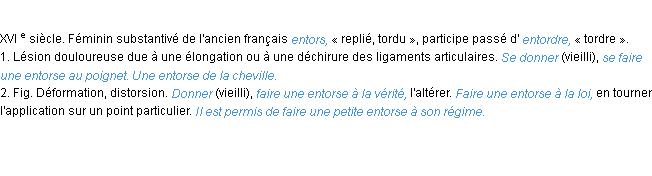 Définition entorse ACAD 1986