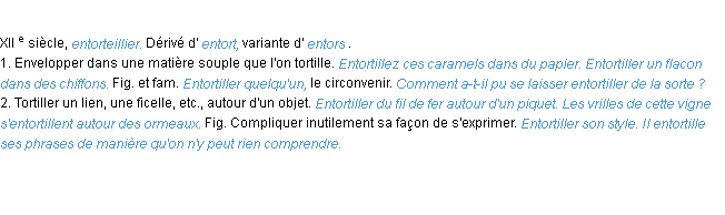 Définition entortiller ACAD 1986