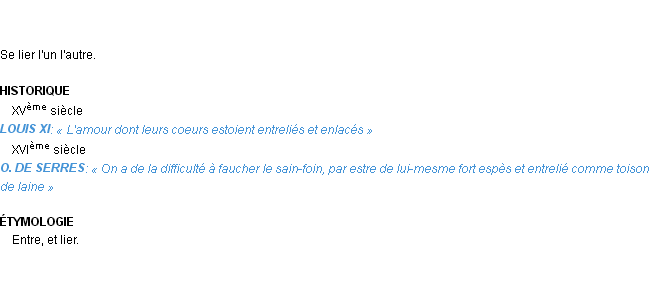 Définition entre-lier Emile Littré