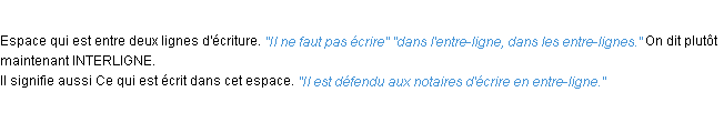 Définition entre-ligne ACAD 1932