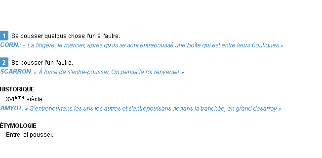 Définition entre-pousser Emile Littré