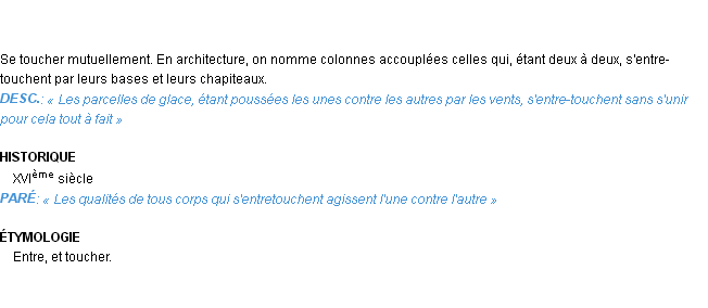 Définition entre-toucher Emile Littré