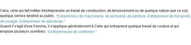 Définition entrepreneur ACAD 1932