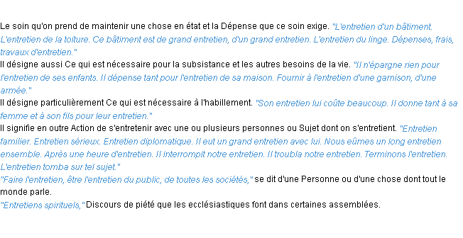 Définition entretien ACAD 1932