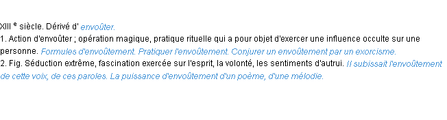 Définition envoûtement ACAD 1986
