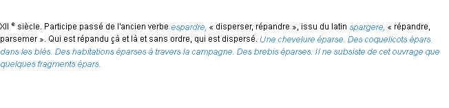 Définition épars ACAD 1986