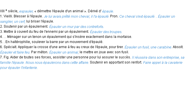 Définition épauler ACAD 1986