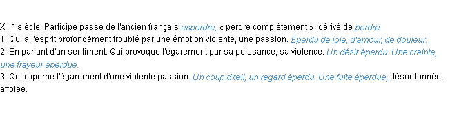 Définition éperdu ACAD 1986