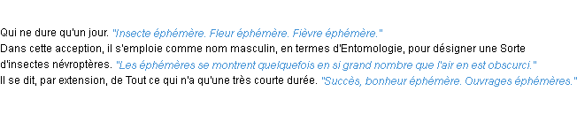 Definition rencontre ephemere