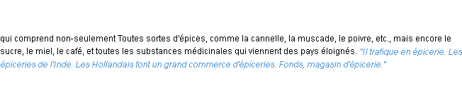 Définition épicerie ACAD 1835