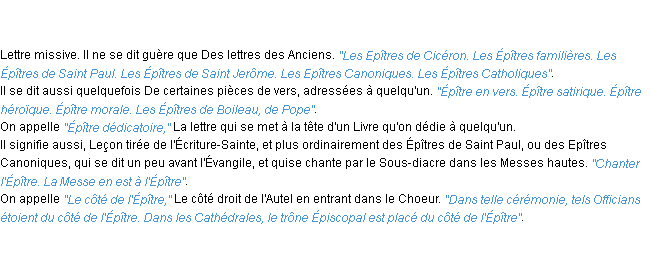 Définition épître ACAD 1798