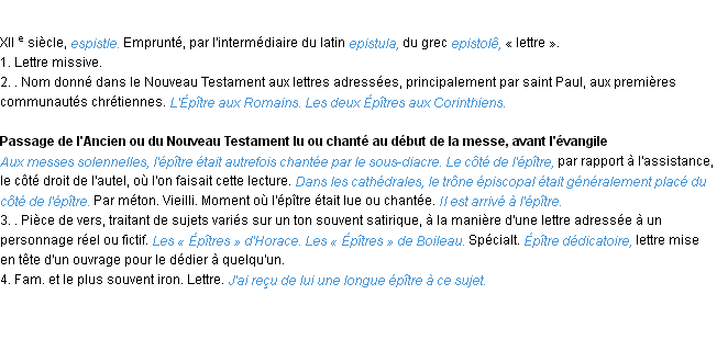 Définition épître ACAD 1986
