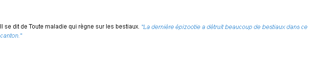 Définition épizootie ACAD 1835