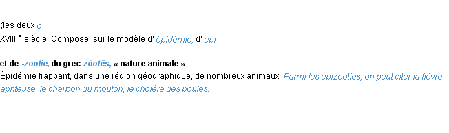Définition épizootie ACAD 1986