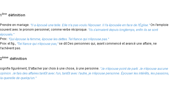 Définition épouser ACAD 1835