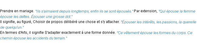 Définition épouser ACAD 1932