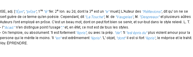 Définition épris JF.Feraud