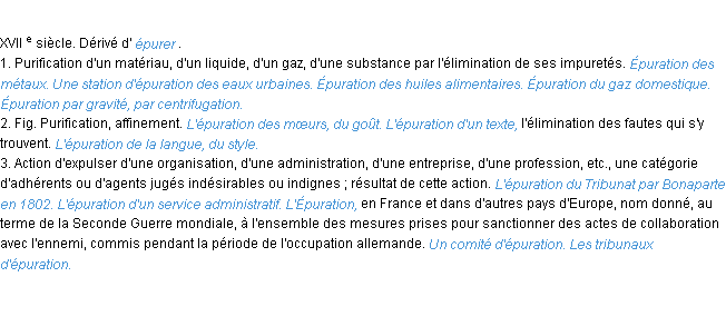 Définition épuration ACAD 1986