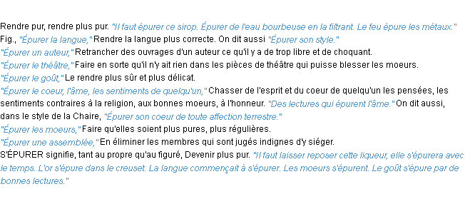 Définition épurer ACAD 1932