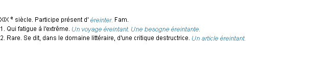Définition éreintant ACAD 1986