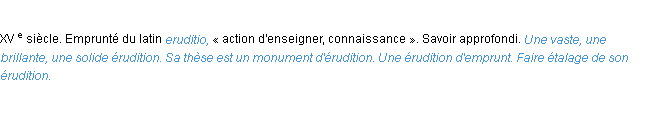 Définition érudition ACAD 1986