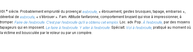 Définition esbroufe ACAD 1986