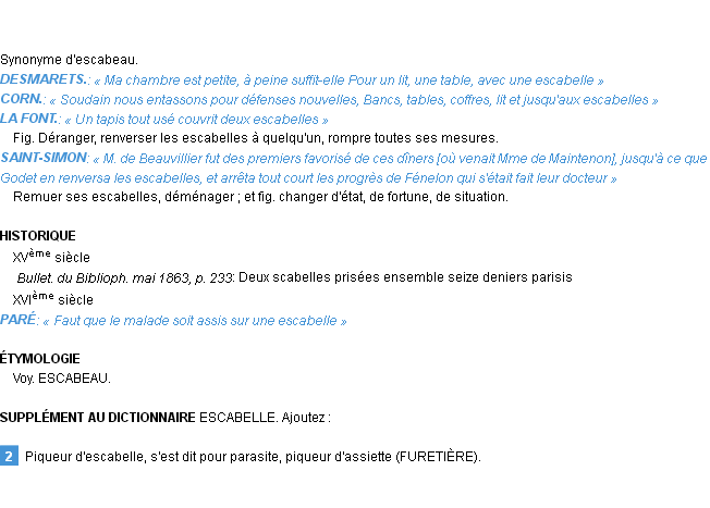 Définition escabelle Emile Littré