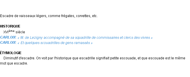 Définition escadrille Emile Littré