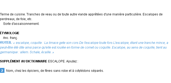 Définition escalope Emile Littré