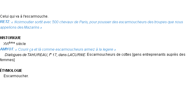 Définition escarmoucheur Emile Littré
