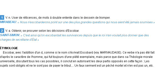 Définition escobarder Emile Littré