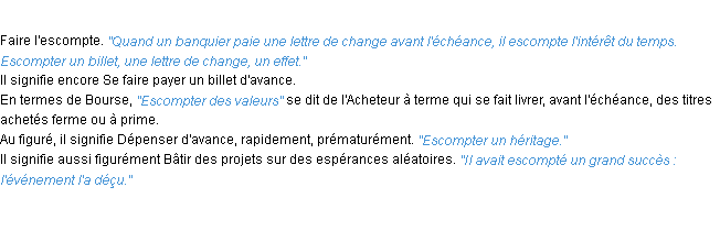 Définition escompter ACAD 1932