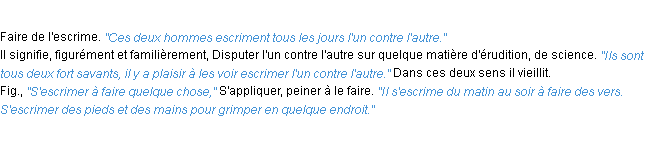 Définition escrimer ACAD 1932