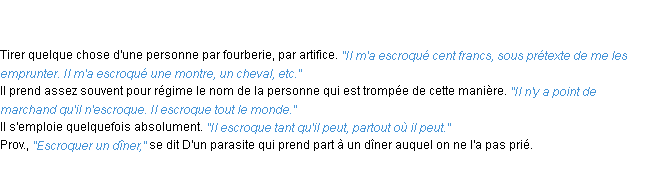 Définition escroquer ACAD 1835