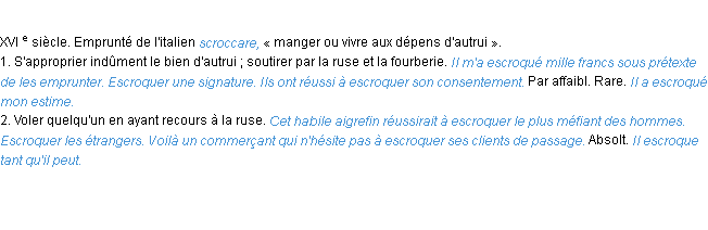 Définition escroquer ACAD 1986