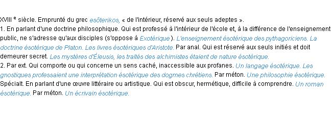 Définition ésotérique ACAD 1986