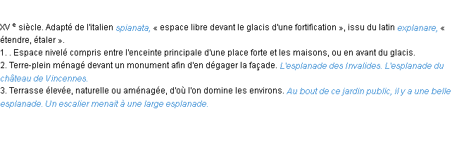 Définition esplanade ACAD 1986