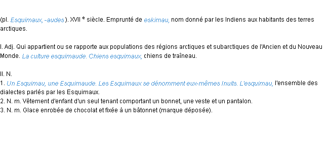 Définition esquimau ACAD 1986