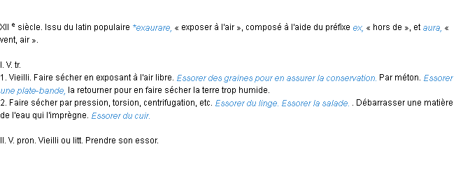 Définition essorer ACAD 1986