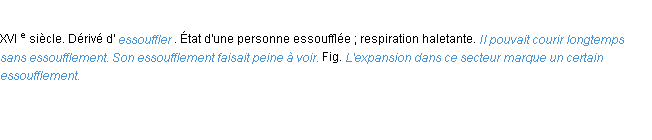 Définition essoufflement ACAD 1986