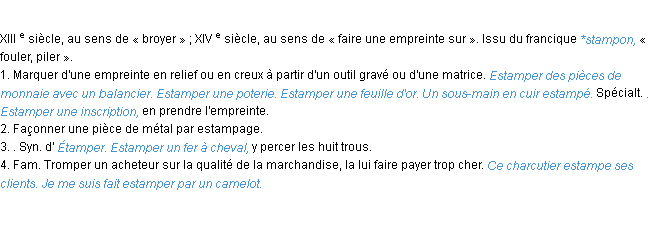 Définition estamper ACAD 1986