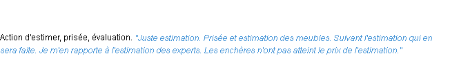 Définition estimation ACAD 1835