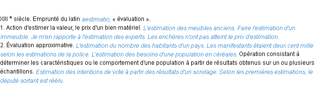 Définition estimation ACAD 1986